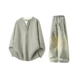 Светло-серые + желтые грязные джинсы с флисовой подкладкой