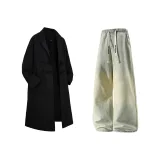 Чёрный + Желтый Грязь Джинсы с Флисовой Подкладкой