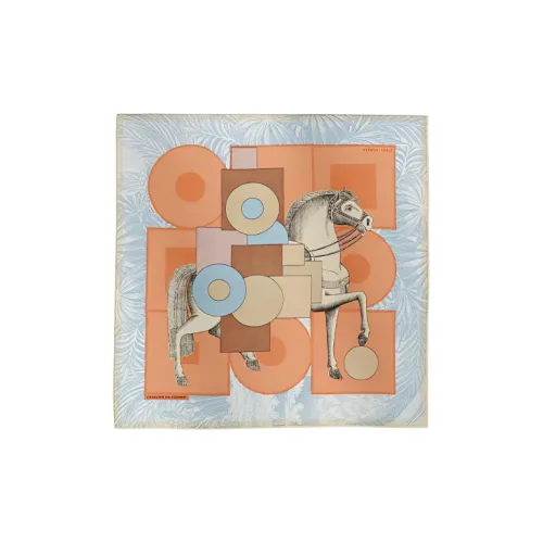 HERMES Тутовый шелк Шарфы Женские Абрикос Небесно-голубой Бежевый