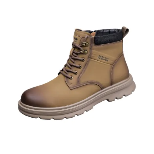 KUDING Британский стиль С флисовой подкладкой Термостойкий Рабочая одежда Хлопок Платформа Ботинки для мужчин