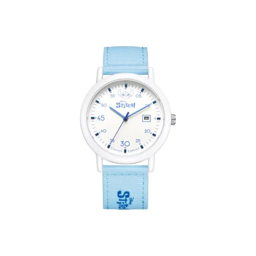Disney Stitch Кварцевый механизм Нейлоновый ремешок Часы Унисекс Белый циферблат