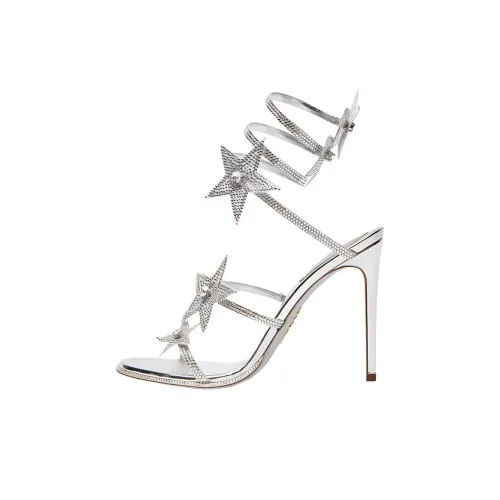 RENE CAOVILLA Cleo Звезда one Ремень Сандалии 10,5 см Женские Белые Серебряные