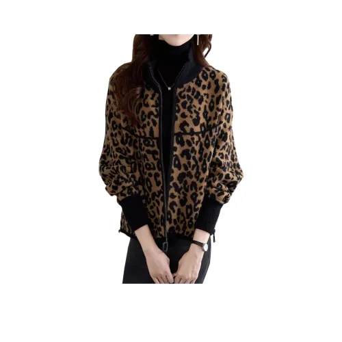 Mapping Леопардовый принт Женские Короткие пальто