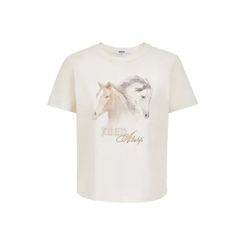 ONLY A43 Кремово-белые Женские T-рубашки