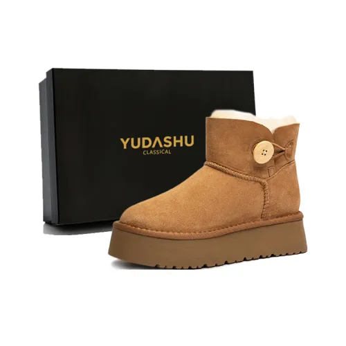 YUDASHU Сноубутсы 5 см противоскользящая платформа дерево пряжка каштановый цвет женские