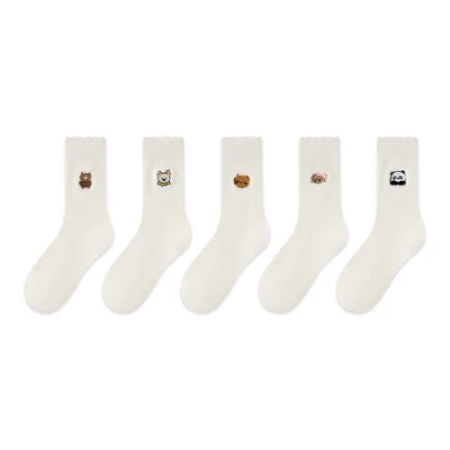 DAMOS·LOVE 5 Pack 5 Mixed Colors Women's Mid Shin Socks DAMOS·LOVE 5 Пачка 5 Смешанных Цветов Женские Носки до икры MID