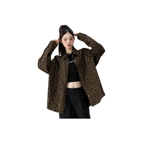 Cotton Gene Леопардовый принт Женские рубашки