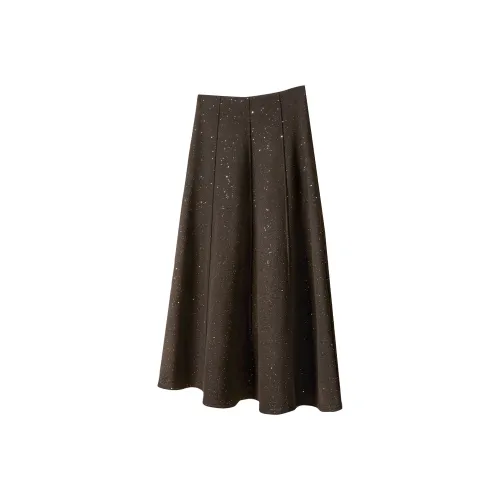 TOUCH Повседневная длинная юбка женская темно-кофейного цвета
