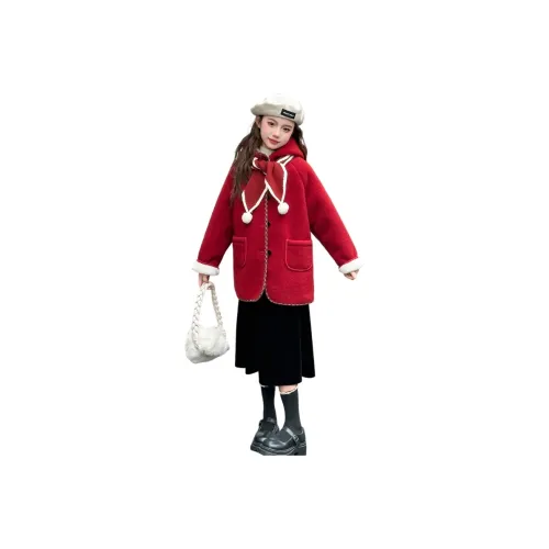 AIXINA Red Школьное возрастное шерсть пальто