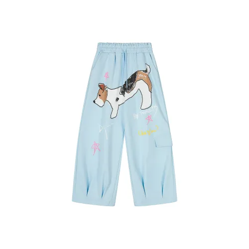 HOKLV Light Blue Unisex Casual Pants HOKLV Светло-голубые унисекс повседневные штаны
