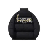 Чёрный одиночный хлопковый пуховик