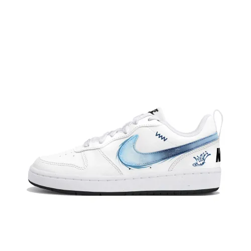 Nike Court Borough Синий Волна Прозрачный Wave LOW Топ Детские Скейтбординги Белый и синий цвет Подростки