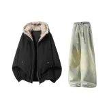 Чёрный + Желтый Грязь Джинсы с Флисовой Подкладкой