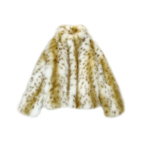 Devanro Mountain Cat Pattern Yellow Women's Fur