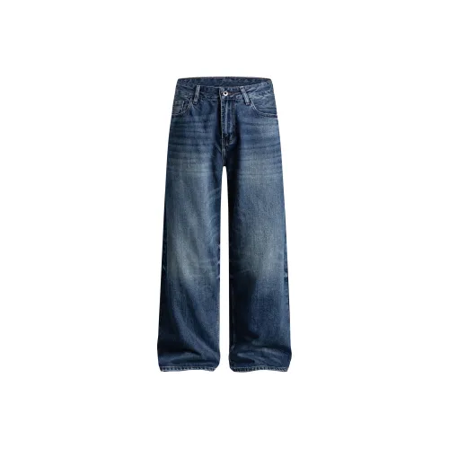 J.F.U Темно-синий Мужские Джинсы