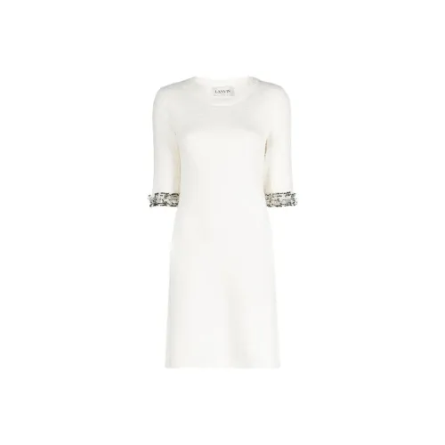 Lanvin Белый Женские Короткие Платья с Короткими Рукавами
