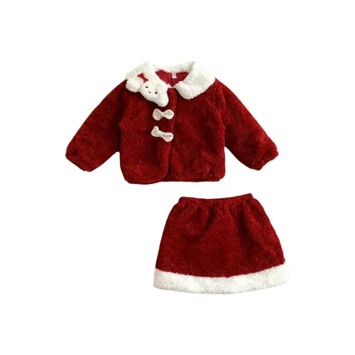 Детский комплект YALU для девочек 3-7 лет с юбкой красного цвета