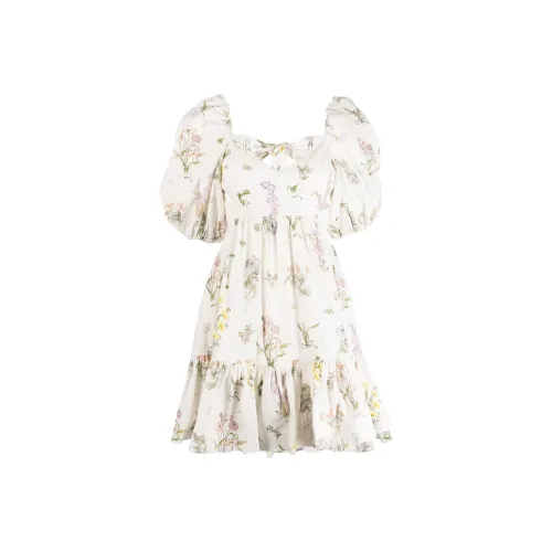 Zimmermann Белый Женские Короткие Платья с Короткими Рукавами