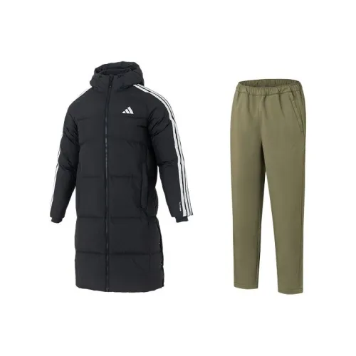 Adidas Комплект (Черный топ + Оливково-зеленый низ) Мужской Повседневный Спортивный