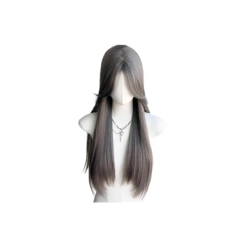 BEIQING Кремовый Серый Повседневный Кожа Улучшающий Средняя Часть Чёлка "восьмёрка" Длинные Прямые Волосы