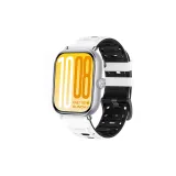 Белый Черный-Армейский Стиль Дышащий Двухцветный Силиконовый Ремешок + Серебряный Соединение