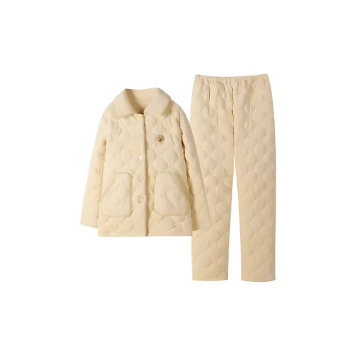 UAVAE ZJ LG1809 Теплый Желтый Женский Пижамный Комплект