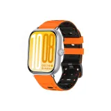 Оранжевый Черный-Армейский стиль Дышащий Двухцветный Кремниевый ремешок + Серебряный соединитель