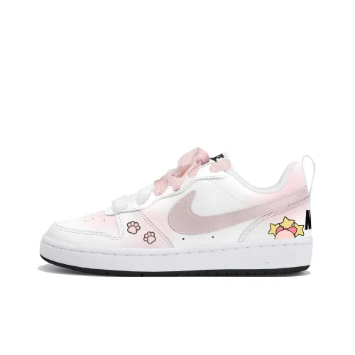 Nike Court Borough Розовая звезда Paw Милый Низкий Топ Детские Скейтбординги Бело-розовый Подростки