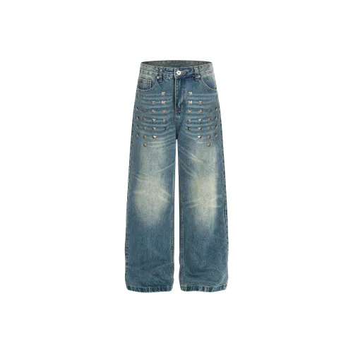 HOKLV Blue Unisex Jeans HOKLV Синий Унисекс Джинсы