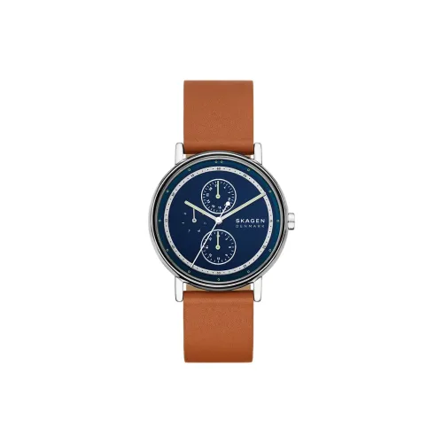 SKAGEN SIGNATUR Часы Кварцевый механизм Кожаный ремешок 40 мм Синий циферблат Мужские часы