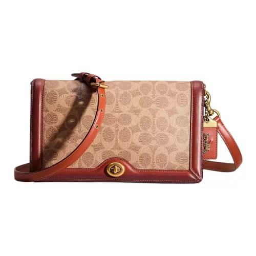 COACH Riley Холщовая Сумка через плечо Средняя Женская Латунь Ржавый