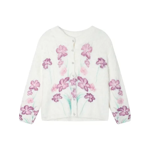 LOUISY AO Абрикосовая основа с фиолетовыми цветами женский трикотаж