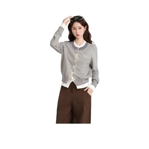 ЮЙЧЖАОЛИНЬ Серый Синий Полосы Женские Свитера