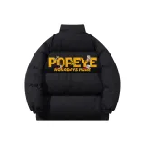 Чёрный одиночный хлопковый пуховик