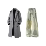 Серый + Желтый Грязь Джинсы с Флисовой Подкладкой