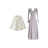 Платье "Сиреневый туман" + Плащ "Белый абрикос"