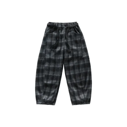 ALPLUME Черные Серые Клетчатые Детские Штаны