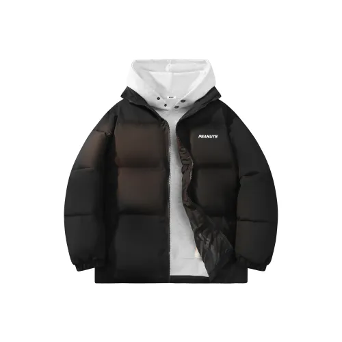 SNOOPY Черный Внутренний слой Двойной на пуговицах Свитшот Унисекс Пуховик