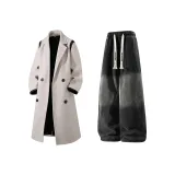 Серый, бежевый + черный, джинсы, с флисовой подкладкой