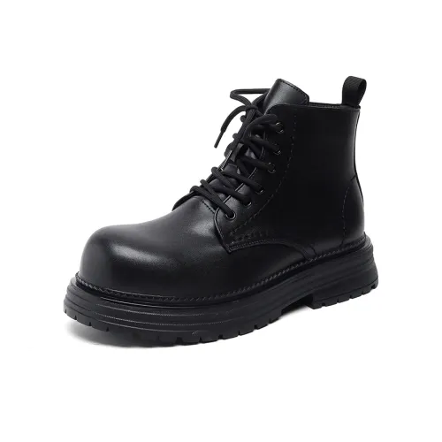 V ZERO FIVE Мода Рабочие ботинки Короткие MID Голень Мартин Ботинки Грубый каблук Платформа Мужские Черные