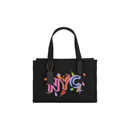 COACH Beijing Co Branded Модель Ткань Тоут Сумка Сумка для покупок Сумка Большая Женская Черная