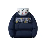 Темно-синий, синий с серым капюшоном