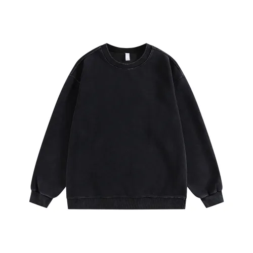 WOOD SOON Однотонный Минималистский стиль Универсальный Круглый вырез Свитшот Мужской