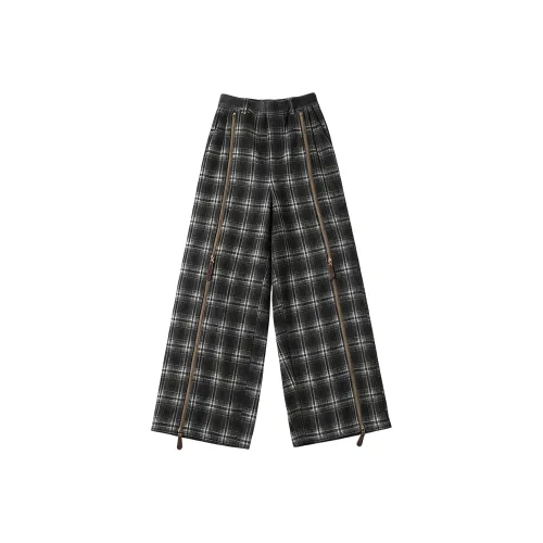 GANGZAI Черный Серый Клетка Унисекс Повседневные Штаны