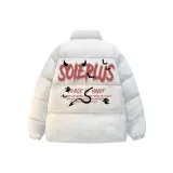 Белый, серый, вереск, хлопковый пуховик (ветрозащитный и утолщенный, не объемный)