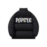 Чёрный одиночный хлопковый пуховик