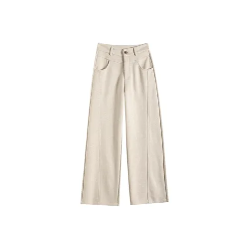 SNZX Абрикос Шерстяные Штаны с Флисовой Подкладкой Женские Повседневные Штаны