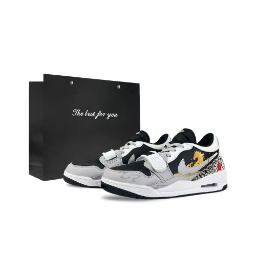 Джордан Legacy 312 Устойчивый к истиранию Низкий Верх Винтажные Баскетбольные Кроссовки Унисекс Белый Черный