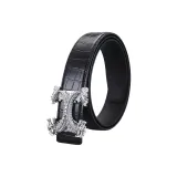 Серебряная застежка [текстура бамбука] черный ремешок