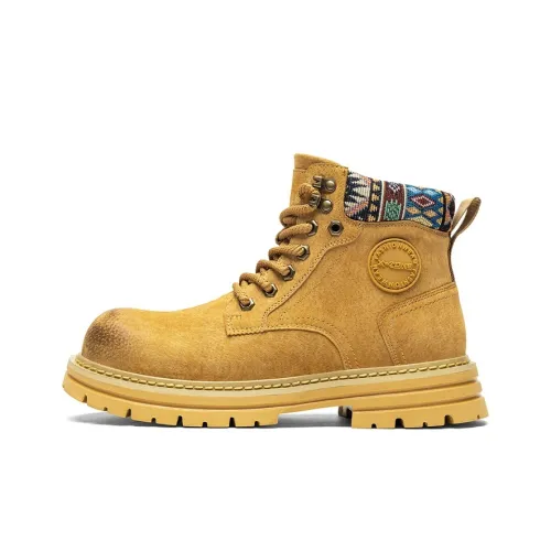 X Zone Классический Мода Осенний Зимний Натуральная Кожа Винтаж Британский Платформа Желтые Ботинки Короткие